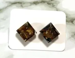 レジンピアス タイガーアイ スクエア 小粒