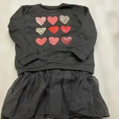 ハート柄黒ワンピース（七分袖）