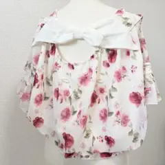 axes femme 花柄 半袖 ブラウス リボン レース ピンク　姫ギャルのサムネイル