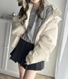 《Javaジャバコラボ》フリース異素材ドッキングオーバーサイズ中綿アウター