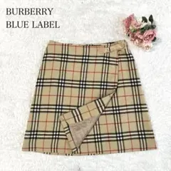 極美品✨【バーバリーブルーレーベル】プリーツスカート ロゴ刻印ベルト チェック BURBERRY BLUE LABEL バーバリーブルーレーベル プリーツ