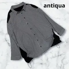 antiqua ドロスト　切替ストライプシャツ　BLACKのサムネイル
