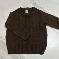 ブラウン ケーブル編み ニットセーター