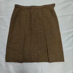 チェック柄 ひざ丈スカート ブラウン系 秋冬 レディース ヴィンテージ