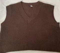 【Lサイズ】レディース/ベスト/ニット/ブラウン/Lサイズ