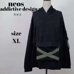 【a1950】neos ネオス パーカー ビッグシルエット XL ブラックのサムネイル