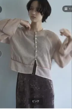 SHEER CRINKLES CARDIGAN ピンクのサムネイル
