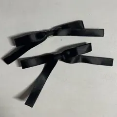 ヘアアクセサリー リボン ピン 黒