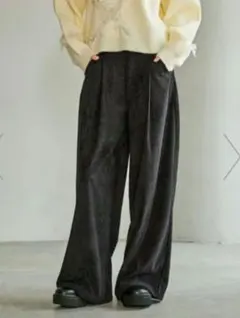 新品　コーデュロイタックパンツ　ブラック　M