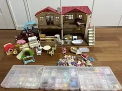 シルバニアファミリー　赤い屋根の大きなお家・人形・家具まとめ売り