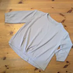 ●しまむら CLOSSHI リブ編み ライトベージュ 五分袖 トップス M