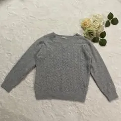 【L】CINEMA CLUB ❤️ グレー Vネック ケーブルニット