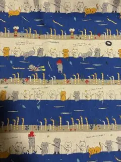 コットンこばやし猫と釣りの綿麻生地