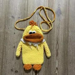 ハンドメイド あひる スマホショルダーバッグ
