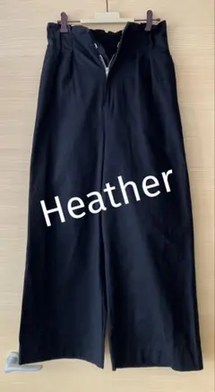 Heather ハイウエストワイドパンツ ブラック M 後ろゴム 美シルエット