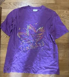 80s 90s アディダス ビンテージ　Tシャツ　パープル　ユニセックス