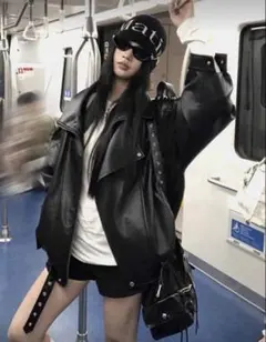 ブラックレザージャケット SHEIN