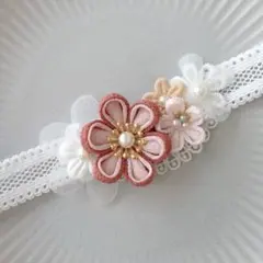 お食い初め　100日祝い つまみ細工　ベビーヘアバンド　ベビー袴 和装