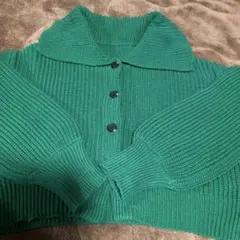 ガ一ルグリーン ニット カーディガン 長袖
