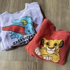 vintage⭐︎レア柄【ベビー】ライオンキング　シンバTシャツ 80〜85㎝相当 プリントデザイン コットンTシャツ - ブラウン／ライオン・キング