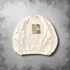 90s Jerzees ヴィンテージガールプリントスウェット 花柄 ジョーク