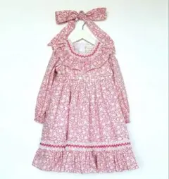ハンドメイドワンピース　お揃いリボン付き　100cm