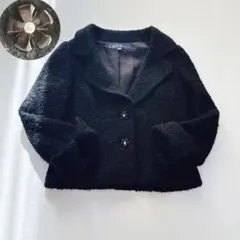 【美品】エムズグレイシー　テーラージャケット　カメリアボタン　モコモコ　黒