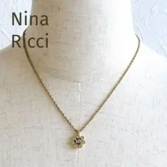 美品】ニナリッチ ネックレス リーフモチーフ ゴールド NRロゴ 