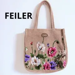 【美品】FEILER フェイラー　ハンドバッグ　ラビリンス　ベージュ　花柄