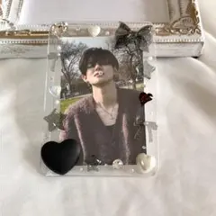 【現品限り】トレカケースデコ レジン 黒 TXT トゥバ ヨンジュン セブチ