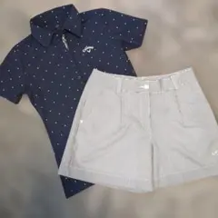 Callaway ネイビー ドット柄 ポロシャツとショートパンツ セット