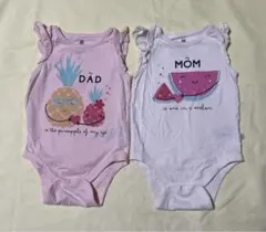 GAP ロンパース 12-18ヶ月 ピンク・ホワイト　ママ　パパ　ベビーギャップ