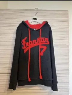 レディース　パーカー　グレー＆赤　韓国製　F