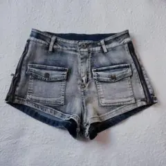 y2k 平成ギャル デニムショートパンツ グレー ハイウエスト