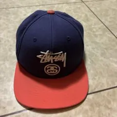 Stussy キャップ ネイビー×オレンジ