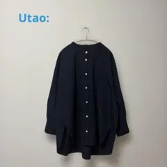 Utao:（ウタオ）バンドカラーシャツ長袖ネイビー