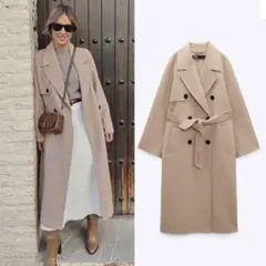 新品 ZARA ベルトウールブレンドコート XSサイズ