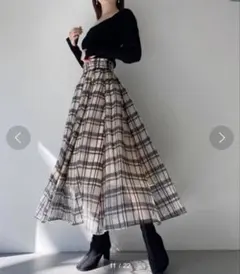 シアーチェックボリュームスカート　SNIDEL