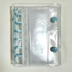 A7 透明シール帳　6穴　クリアバインダー　ブルー　カードスリーブ　リフィル付き