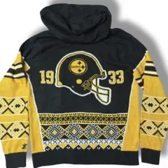 M NFL STEELERS ニットパーカー ノルディック柄 ブラック イエローのサムネイル
