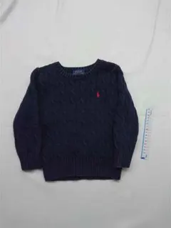 ◎ポロ ラルフローレン ケーブルニット セーター 4/4T ネイビー系 キッズ