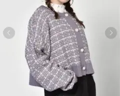 エムズエキサイト ショート丈　ニット　カーディガン　Free オーバーサイズ