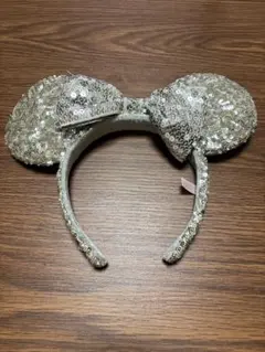 シルバー スパンコール ミッキー耳カチューシャ