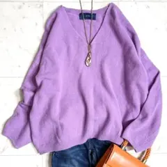 美品♪ シップス SHIPS カシミヤ ウール ニット パープル