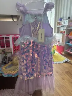 パープル フリル スパンコール ドレス 6Y