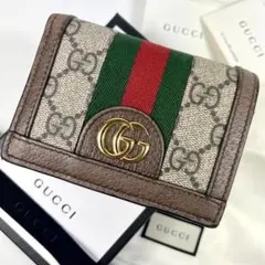 美品✨グッチ オフィディア 2つ折り財布 GGマーモント シェリーライン　箱袋