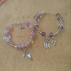 ピンクと紫のビーズブレスレット