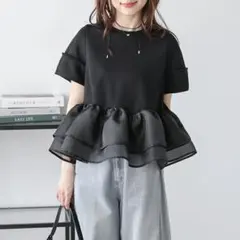 La-gemme ラジエム　シアーフリルティアードペプラムドッキングトップス