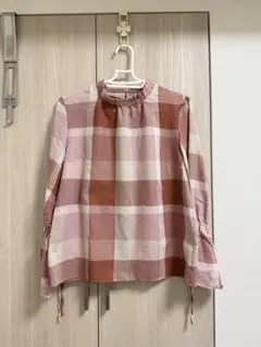 ブルーレーベルクレストブリッジ　チェックブラウス　ピンク　36 S