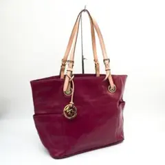 マイケルコース サフィアーノ レザートートバッグ MKロゴチャーム 紫@OH45